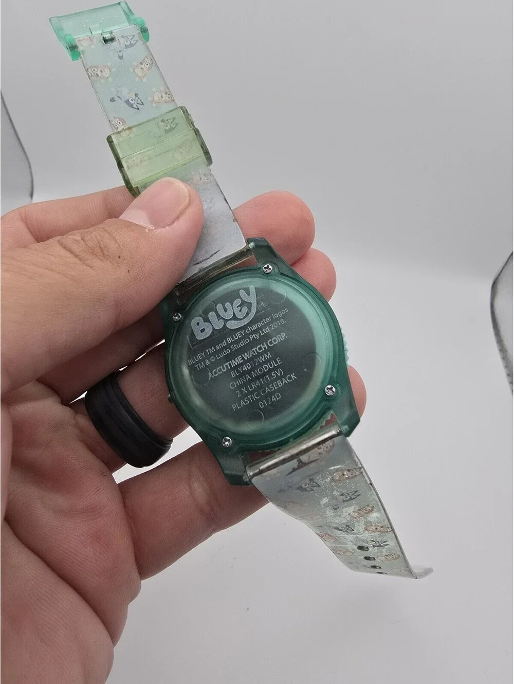 Accutime Bluey Kids Quartz Digital Backlight Watch Green Plastic Case Strap